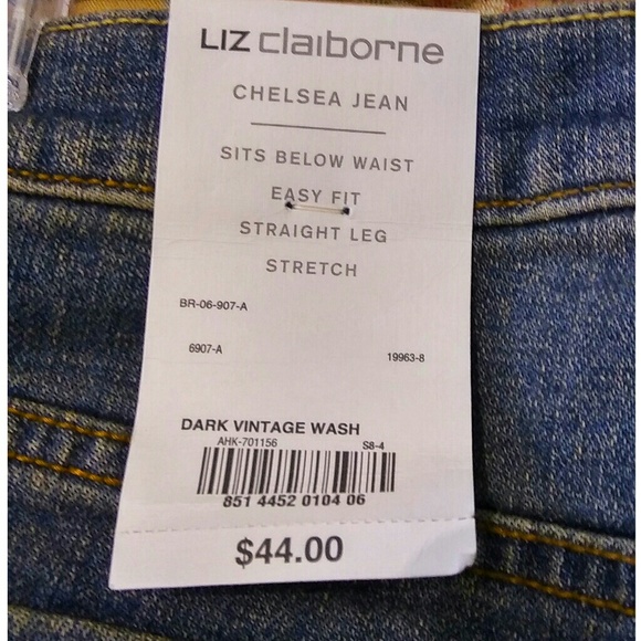 Liz Claiborne Blue Chelsea Straight Leg Jeans 12 - Picture 7 of 8